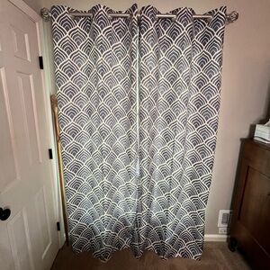 Elegant Navy and White Patterned Curtains 2 panels included